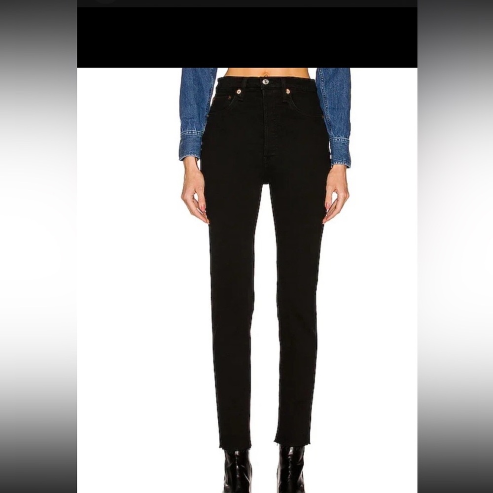 Re/Done Women's‎ 90s Ultra High Ankle Skinny Jeans Size 24 in Black Denim